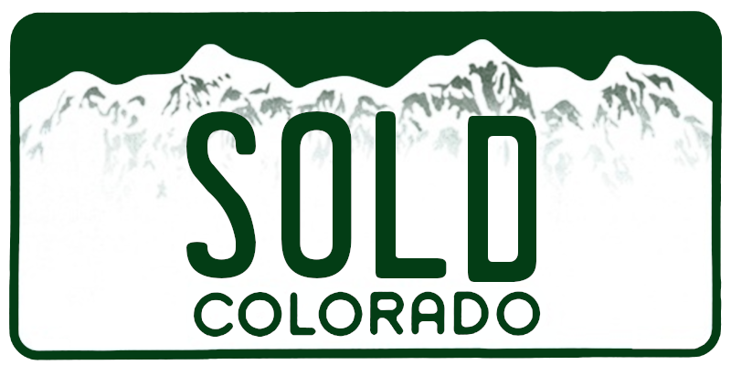 Colorado license plate with the text SOLD