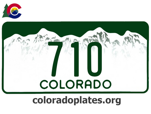 Colorado license plate with the text 71O along with the Colorado state logo and coloradoplates.org